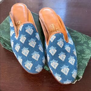 Stubbs & Wootton Blue and Cream Patterned Loafers